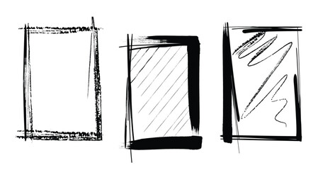 Chalk or crayon hand drawing frames set. Frame grunge, Square hatching grunge graphite pencil isolated on white.eps © Sukman
