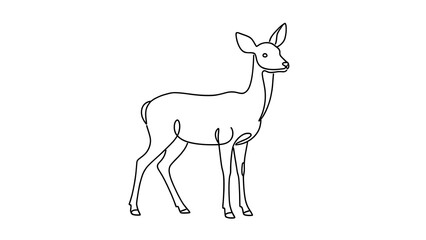 Fototapeta premium Minimalist deer line art illustration white background.