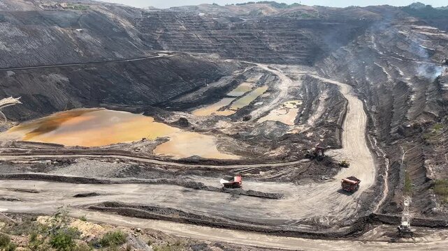 Heavy Haul Trucks and Machinery Operating in Open Pit Coal Mine