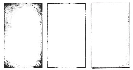 Grunge frames. A rectangular paper frame featuring a rough, scratched texture a mockup of a worn outline with a blank surface and uneven edges.eps © Sukman