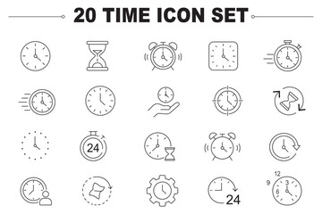 Fototapeta premium Time - minimal thin line web icon set. Outline icons collection. Simple vector illustration