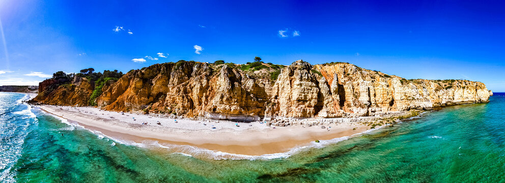 Panoramic view of Canavial Beach in Lagos, Algarve, Portugal
