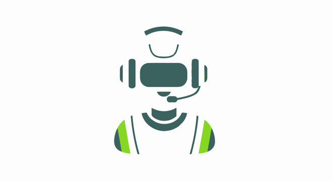 Futuristic Gamer Wearing Virtual Reality Headset and Headphones.