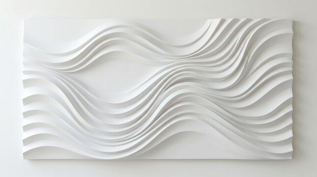 Abstract white wave relief panel contemporary decorative wall art