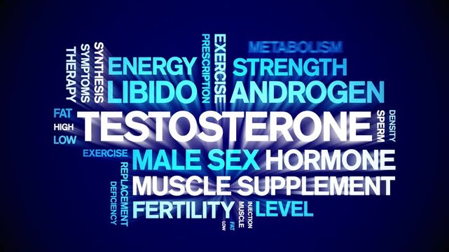 Testosterone animated word cloud-text design animation tag kinetic typography seamless loop.