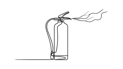 Obraz premium Fire extinguisher spraying on white background.
