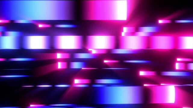 Purple blue colored lines on a black background, moving neon colored lights streak, technology background, 4K computer animation.
