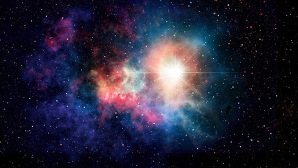 Galaxies, nebulae, and stars in deep space cosmic background, dramatic supernova explosion in deep space, sci-fi illustration. © Cobalt