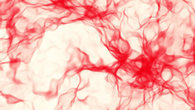 Abstract red smoke waves on off white background, red wavy lines dynamic fluid texture backdrop.