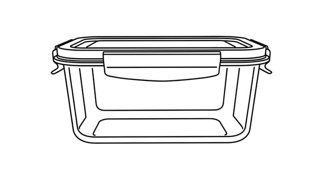 Empty plastic food storage container white background.
