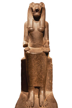 A granodiorite statue of the Ancient Egyptian goddess Sekhmet, isolated