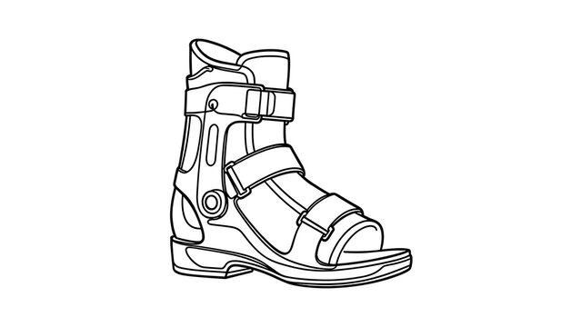 Medical orthopedic boot illustration white background.