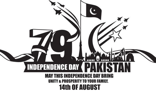 79th Pakistan Independence Day August 14th Celebration Vector Art