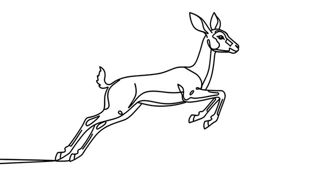 Deer jumping illustration on white background.