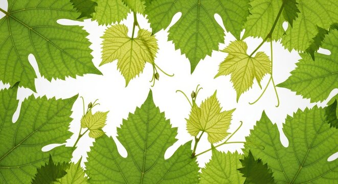 A collection of freshly picked, vibrant green grapevine leaves, featuring distinct veins and lobed edges, ready for culinary preparation, plant, food, ingredient