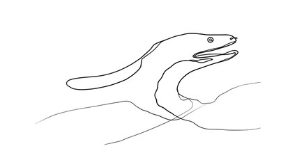 Obraz premium Minimalist snake line art drawing white background.