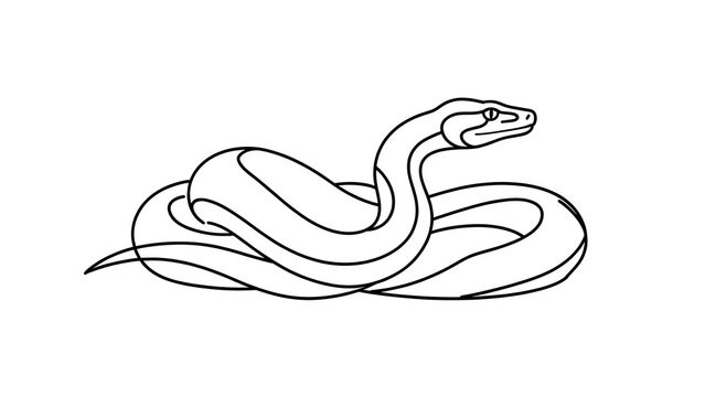 Minimalist snake line art illustration white background.