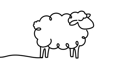 Obraz premium Simple cartoon sheep illustration white background.