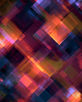 Abstract geometric background with colorful overlapping transparent square shapes