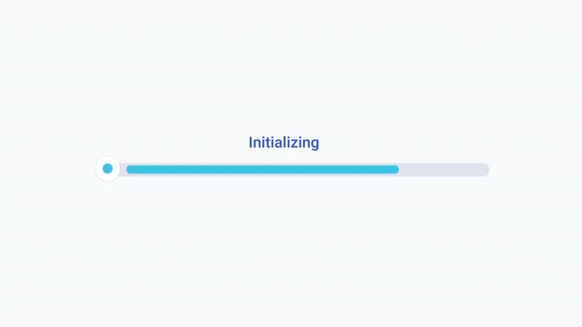 Flat vector illustration of a modern initializing progress bar, representing system startup, software initialization, loading status, and digital workflow.
