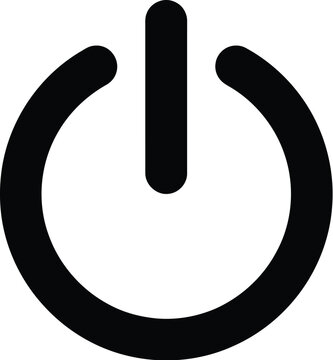 Minimalist black power symbol vector graphic design featuring a bold circular switch icon for interface
