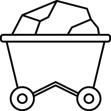 Simple vector illustration of a mining cart carrying heavy rocks for industrial or construction design projects