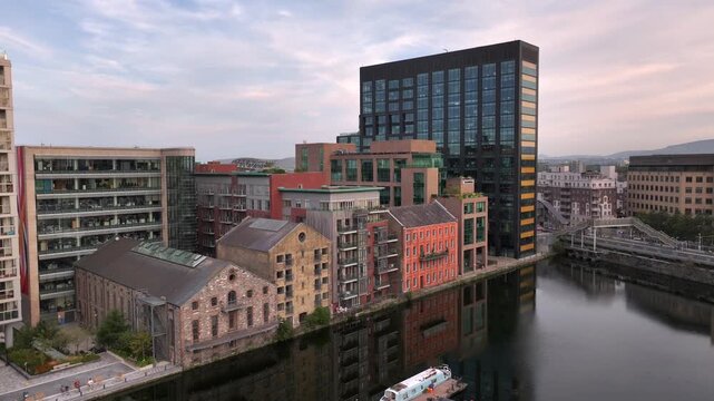 Dublin Docks from above. Google offices in Southside docks in Dublin, Ireland. Google's European headquarters.
