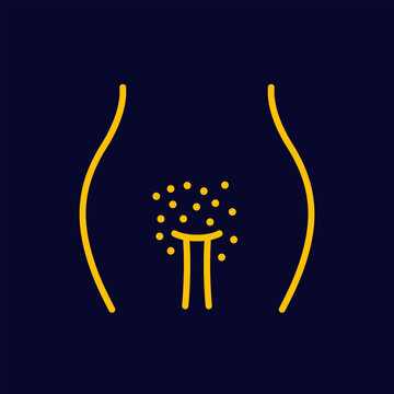 genital rash icon with woman body, line design