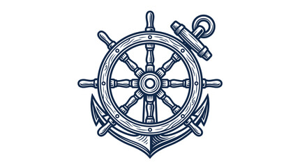 Vintage engraved emblem features a compass with rope on a sepia brown line art illustration. © arjunaa.art