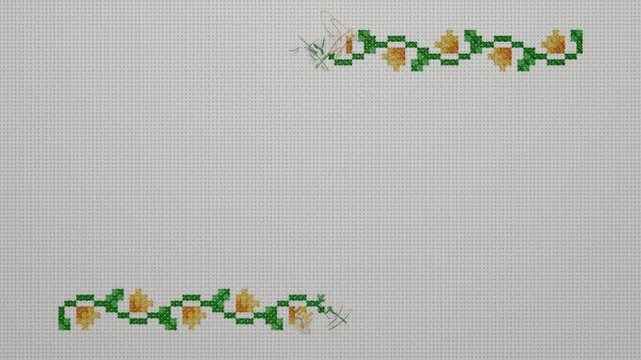 Animated cross stitch, floral border pattern