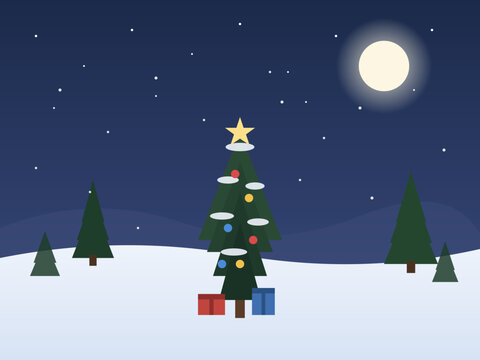 christmas tree and snowman illustration SVG