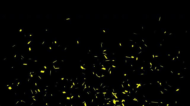 Animation of golden confetti paper on green screen. Birthday celebration party. 4K
