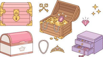 Obraz premium treasure chest vector illustration
