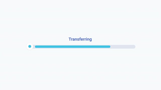 Flat vector illustration of a modern transferring progress bar, representing data transfer, file migration, software progress, and digital workflow.