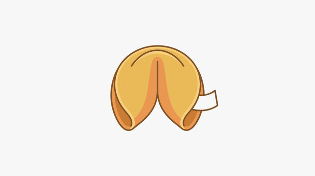 Golden fortune cookie with a blank paper slip on a neutral background