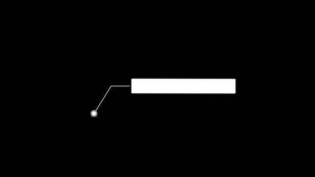 Simple HUD elements rectangle frame lines callout animation for text on black background. White digital interface box 4K animation motion graphics video with alpha chanle.