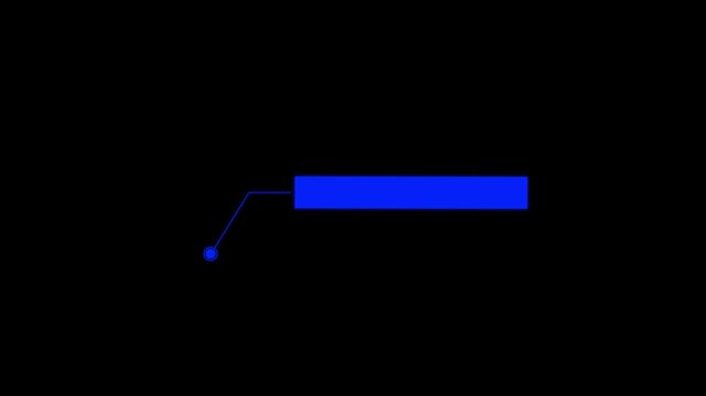 Simple HUD elements rectangle frame lines callout animation for text on black background. blue digital interface box 4K animation motion graphics video with alpha chanle.