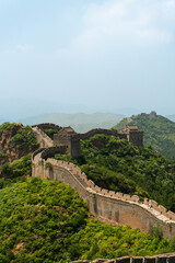 Fototapeta premium Great Wall of China at Jinshalang with unrestored parts of the trail