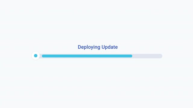 Flat vector illustration of a modern deploying update progress bar, representing software deployment, system updates, installation progress, and digital workflow.
