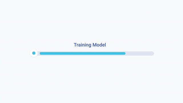 Flat vector illustration of a modern training model progress bar, representing AI model training, machine learning, software processing, and digital workflow.