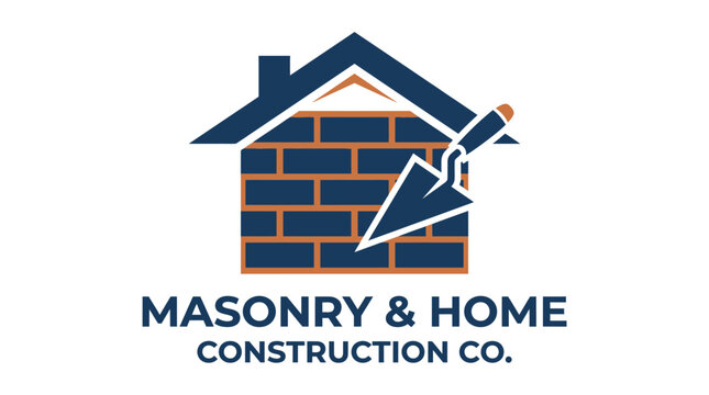 Masonry home construction company logo.