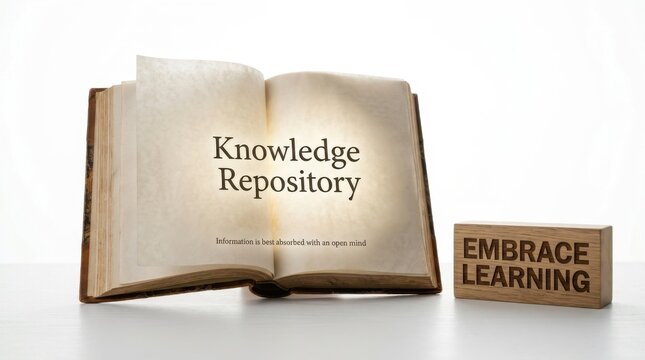 Open book displaying knowledge repository and learning blocks