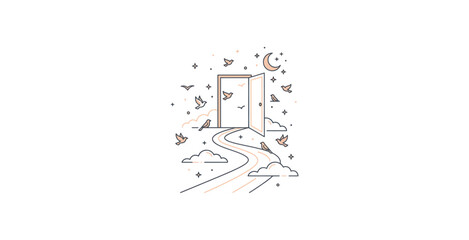 Naklejka premium Open Door Path Vector Illustration
