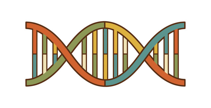 Retro DNA Double Helix Vector Illustration