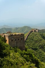 Fototapeta premium Jinshalang unrestored section of the Great Wall of China at sunrise
