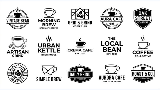 Coffee Shop Logo Templates Collection with Modern Vintage Cafe Branding Vector Set