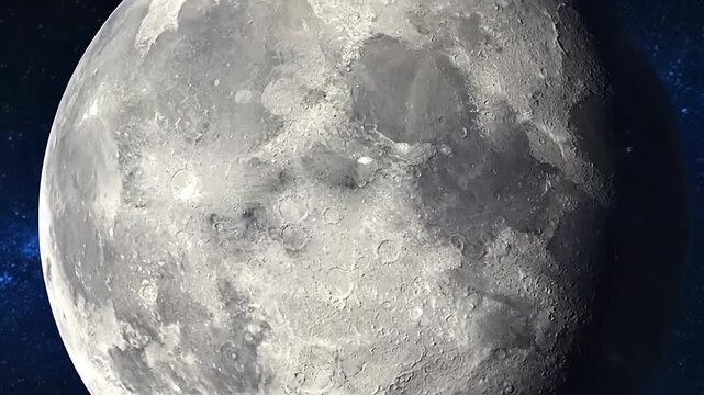 A detailed view of the lunar surface against a backdrop of deep space