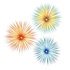 Obraz premium Colorful firework explosions with bright sparks for celebration and holiday party design isolated on transparent background