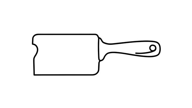Simple black cleaver knife illustration white background.