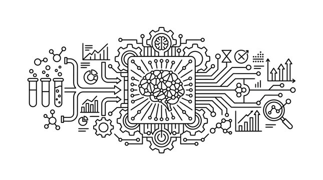 Artificial Intelligence Brain Chip Infographic Illustration